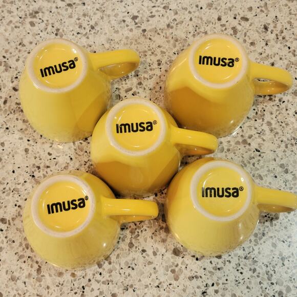 IMUSA 5 Yellow Espresso Demitasse Coffee Stoneware 2.5oz Handled Cup Set✨️2.5in - Picture 3 of 7